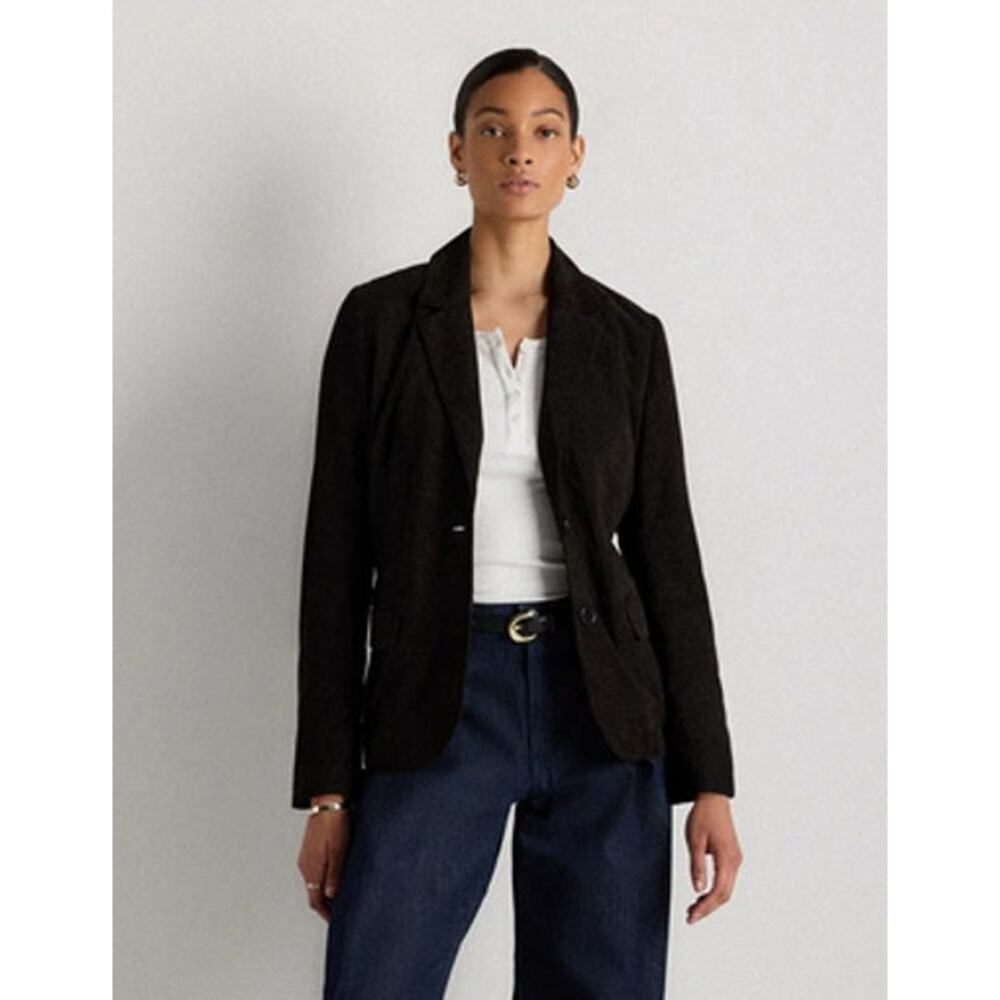 Quince 100% Suede Blazer Charcoal Black Size S